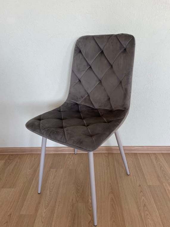 Стул обеденный VTR- N-41 (Темно-серый велюр/ Серый, Черный)  