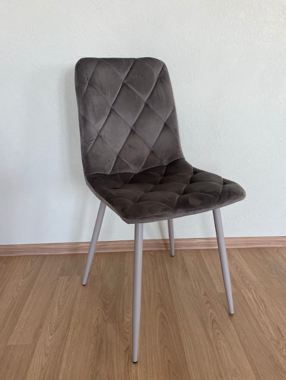 Стул обеденный VTR- N-41 (Темно-серый велюр/ Серый, Черный)  