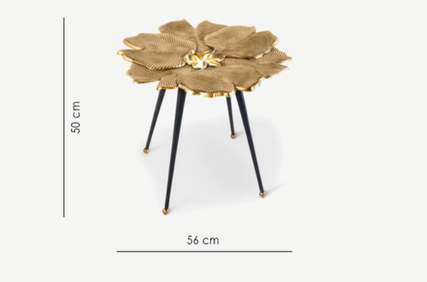 Стол журнальный CRV- Helen, Antique finish black matte 56 см, золотистый