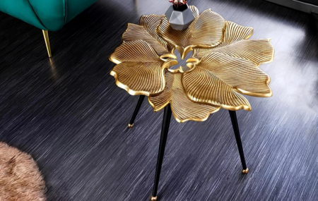 Стол журнальный CRV- Helen, Antique finish black matte 56 см, золотистый