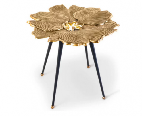 Стол журнальный CRV- Helen, Antique finish black matte 56 см, золотистый