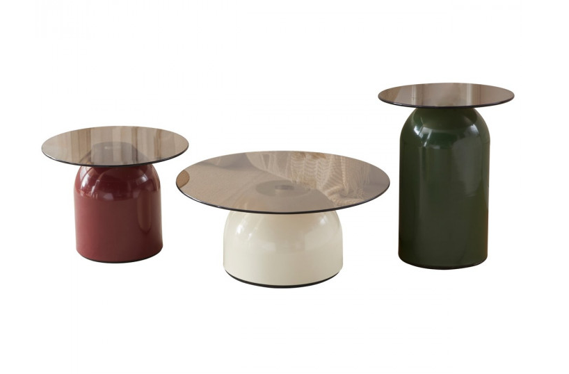 Комплект журнальных столов INI- KENTUCKY серое стекло/разноцветные