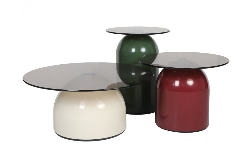 Комплект журнальных столов INI- KENTUCKY серое стекло/разноцветные