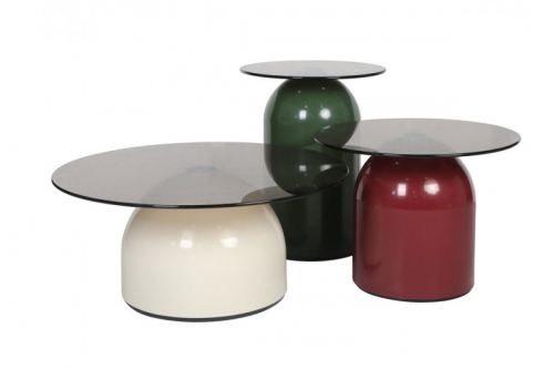 Комплект журнальных столов INI- KENTUCKY серое стекло/разноцветные