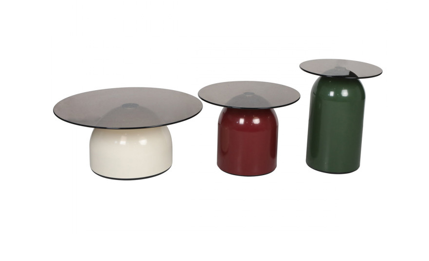 Комплект журнальных столов INI- KENTUCKY серое стекло/разноцветные