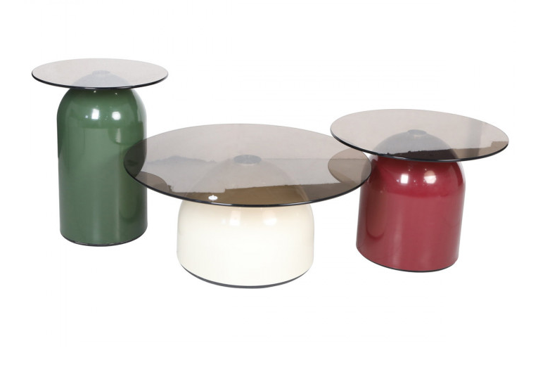 Комплект журнальных столов INI- KENTUCKY серое стекло/разноцветные