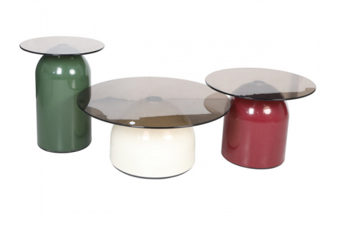 Комплект журнальных столов INI- KENTUCKY серое стекло/разноцветные
