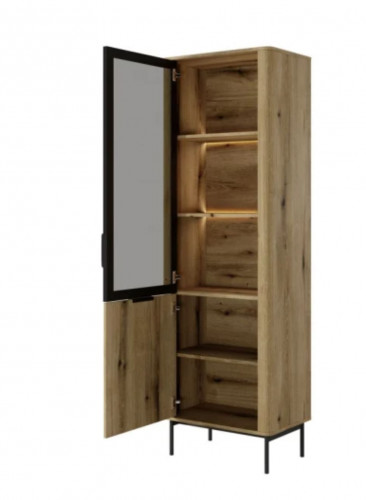 Витрина высокая с подсветкой Perfect Home Уилсон / Wilson 2-дверная 2D1W/63 Дуб эвок