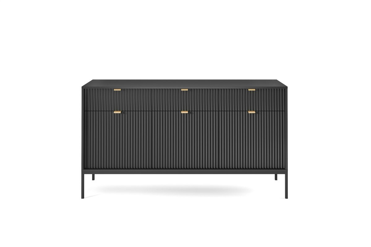 Комод Perfect Home Новая/Nova 3-дверный с 3 ящиками и черными ножками KSZ154 Черный