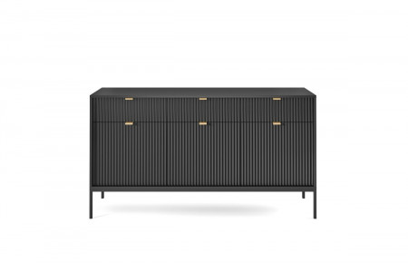 Комод Perfect Home Новая/Nova 3-дверный с 3 ящиками и черными ножками KSZ154 Черный