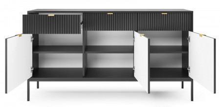 Комод Perfect Home Новая/Nova 3-дверный с 3 ящиками и черными ножками KSZ154 Черный