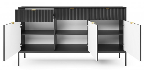 Комод Perfect Home Новая/Nova 3-дверный с 3 ящиками и черными ножками KSZ154 Черный