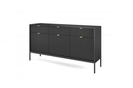 Комод Perfect Home Новая/Nova 3-дверный с 3 ящиками и черными ножками KSZ154 Черный