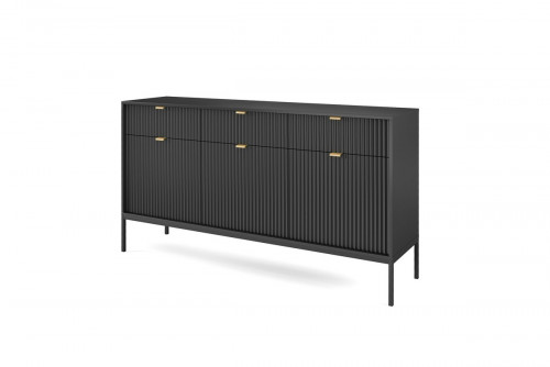 Комод Perfect Home Новая/Nova 3-дверный с 3 ящиками и черными ножками KSZ154 Черный