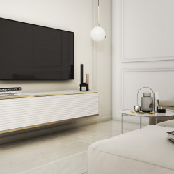 Тумба под ТВ навесная Perfect Home Оро / Oro RTV135 MDF 2-дверная Белый