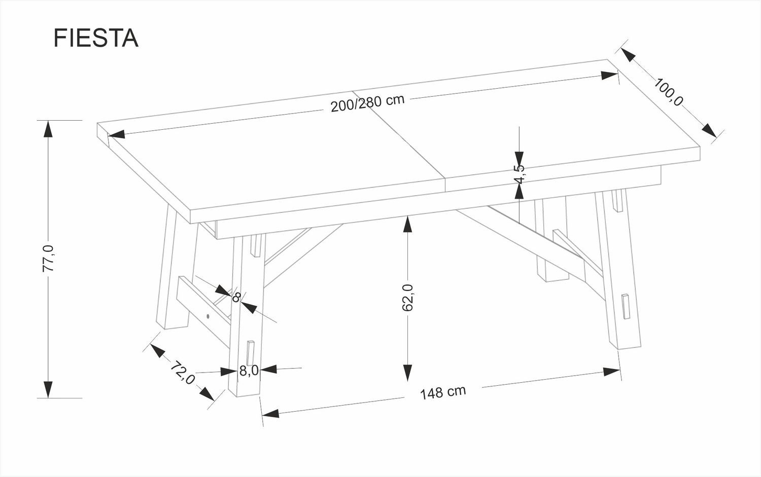 Стол HALMAR FIESTA дуб натуральный-черный