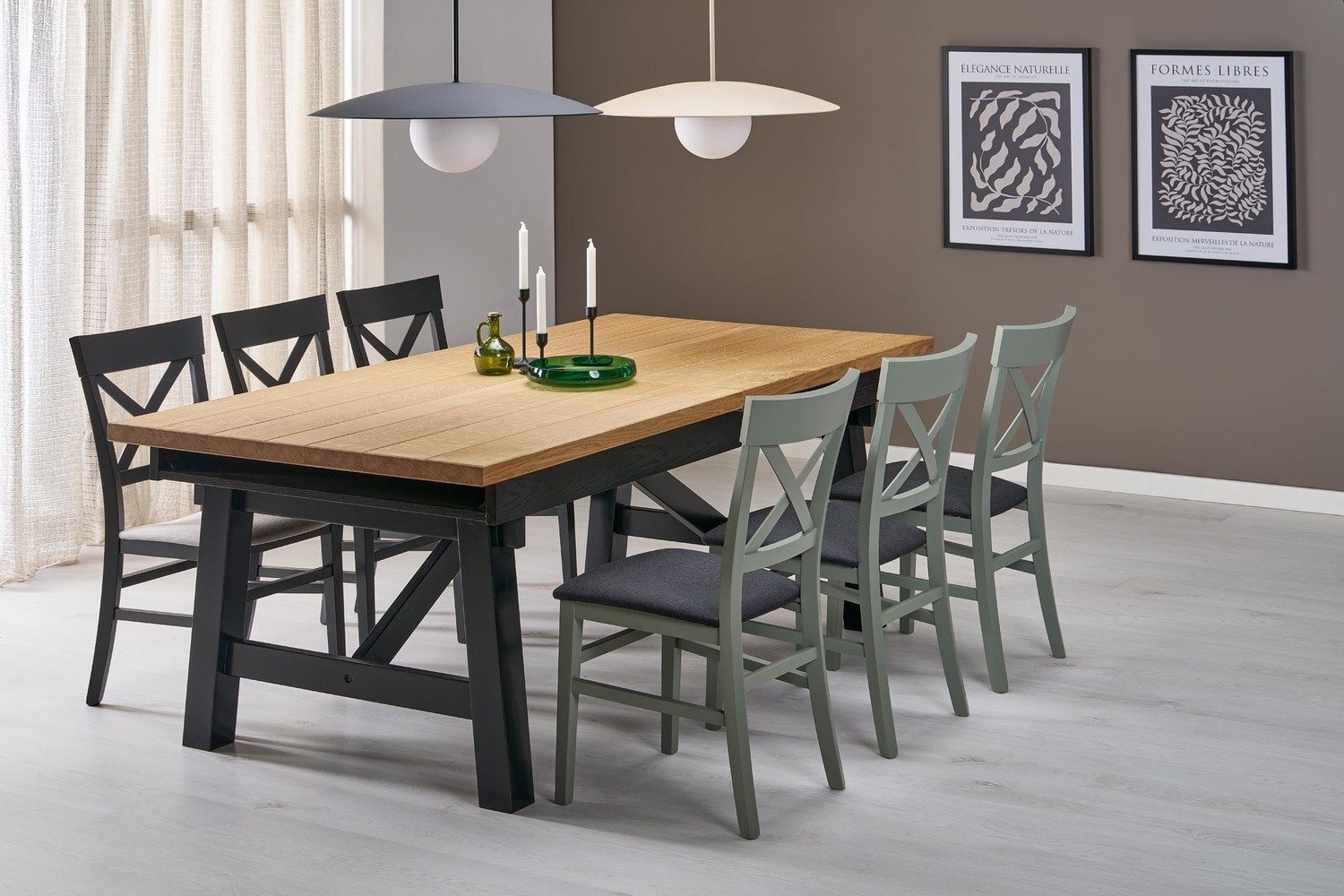 Стол HALMAR FIESTA дуб натуральный-черный