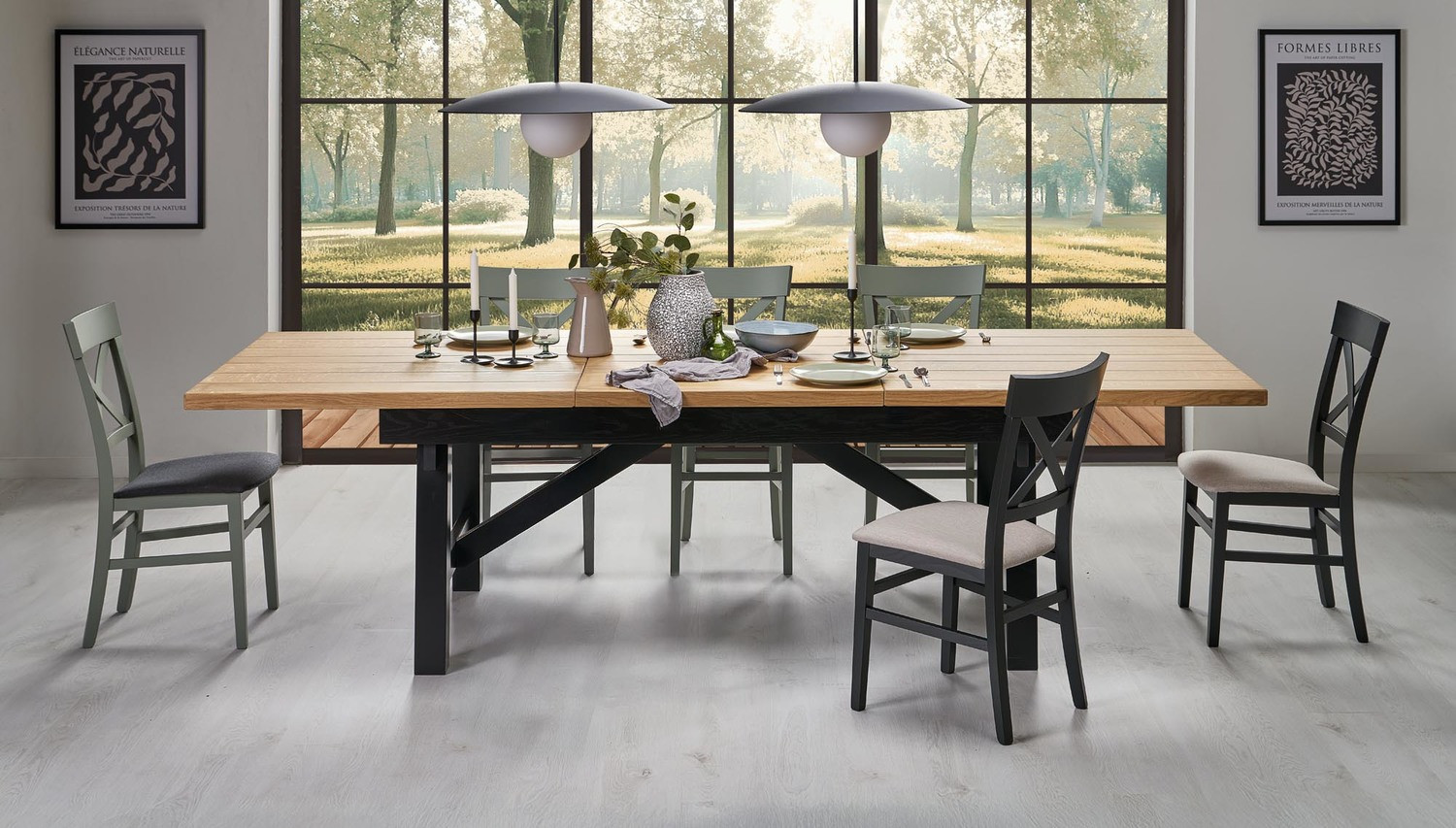 Стол HALMAR FIESTA дуб натуральный-черный