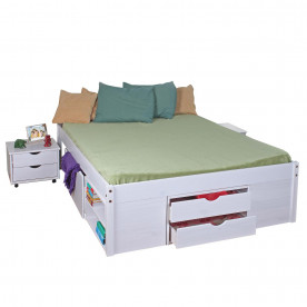 IDEA Многофункциональная двуспальная кровать KLASA белая 140x200