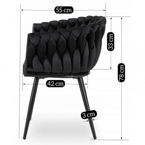 Кресло Ont- ELENA Черный велюр