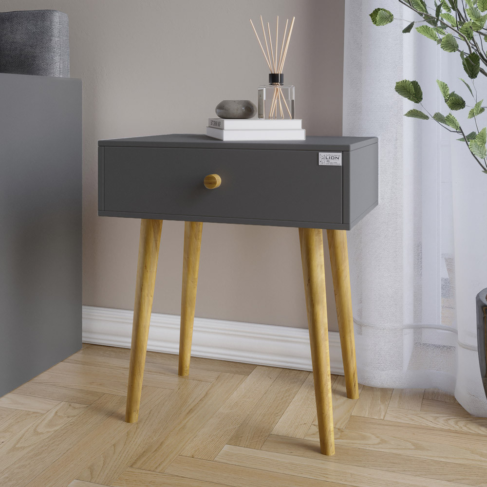 Тумба прикроватная Хьюге-4 Антрацит (LION-041011) ТОП