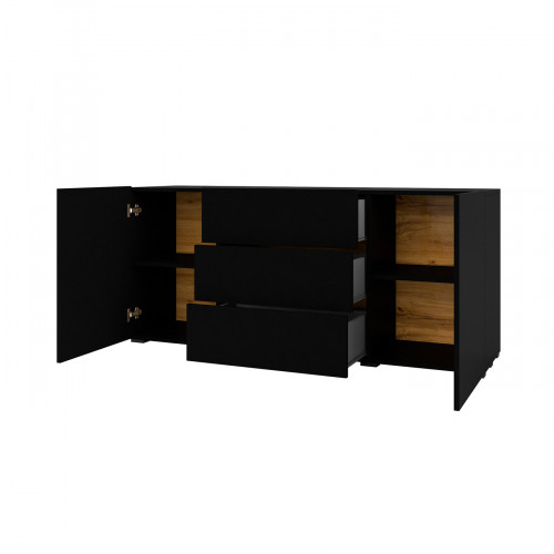 Комод на 2 двери и 3 ящика в гостиную Helvetia AVA 24WNLM26 (черный-дуб вотан/черный)
