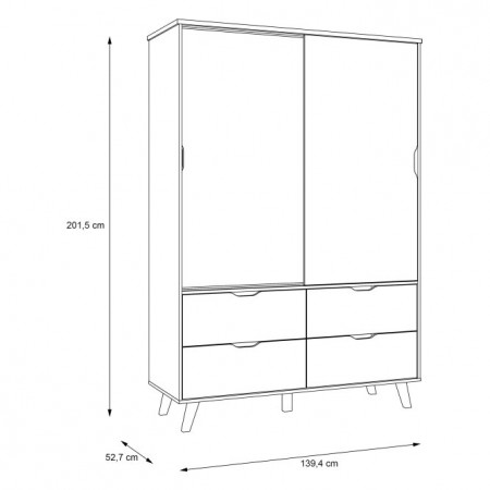 Шкаф-купе Forte VANKKA VNKS821 (дуб/белый)