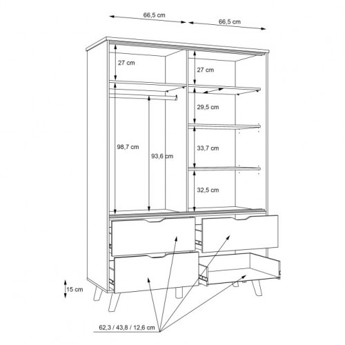 Шкаф-купе Forte VANKKA VNKS821 (дуб/белый)