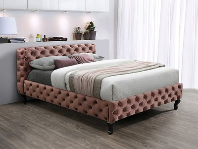Кровать двуспальная SIGNAL Herrera VELVET 160х200 (серый, роза антик)