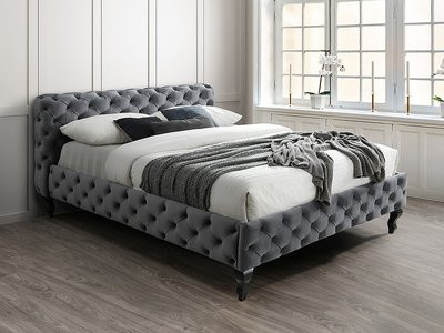Кровать двуспальная SIGNAL Herrera VELVET 160х200 (серый, роза антик)