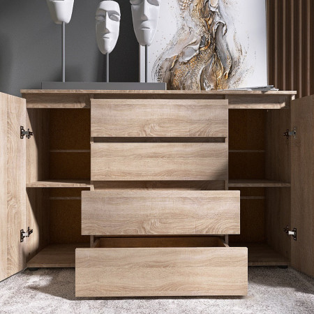 Большой комод без ручек EVR- Лайт КЛ-4 дуб Сонома