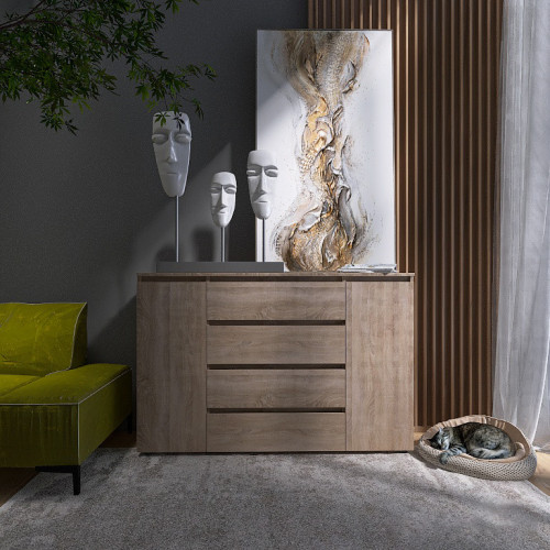 Большой комод без ручек EVR- Лайт КЛ-4 дуб Сонома