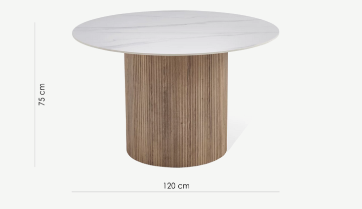 Стол обеденный CRV- Taris, Arctic ice top wooden base,120см,белый