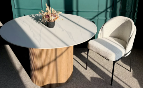 Стол обеденный CRV- Taris, Arctic ice top wooden base,120см,белый