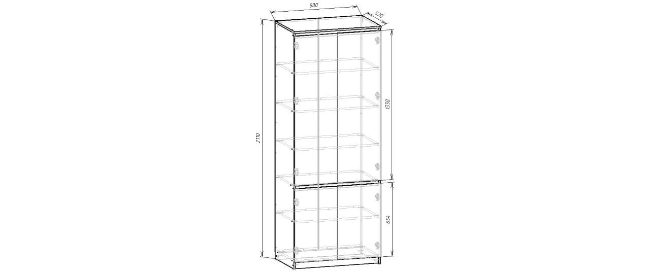 Шкаф Стиль-80 (6 полок) 211х80х52 cм KOD- ШК-80 стиль полки