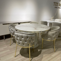 Стілець обідній Art-Deco EXI- Ріхо тканина капучино велюр+золота ніжка