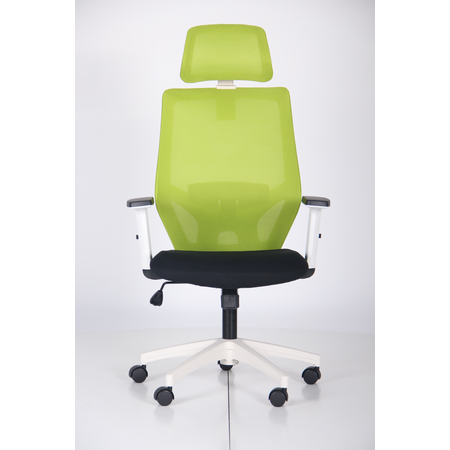 Кресло офисное AMF- Lead White HR (сиденье Нест-01 черная/спинка Сетка SL-06 салатовая)