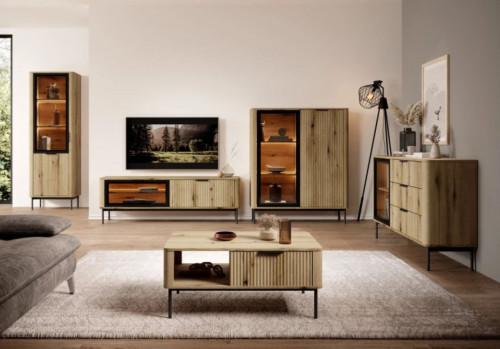Витрина низкая с подсветкой Perfect Home Уилсон / Wilson 2-дверная 1D1W/113 Дуб эвок