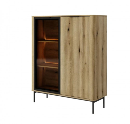 Витрина низкая с подсветкой Perfect Home Уилсон / Wilson 2-дверная 1D1W/113 Дуб эвок