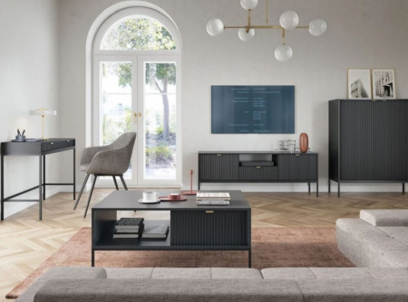 Стол журнальный Perfect Home Новая/Nova с 2 ящиками и черными ножками L104 Черный