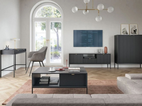 Стол журнальный Perfect Home Новая/Nova с 2 ящиками и черными ножками L104 Черный