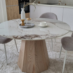 Стол обеденный модерн VTR- TM-300 (Квинто) голден сенд/дуб
