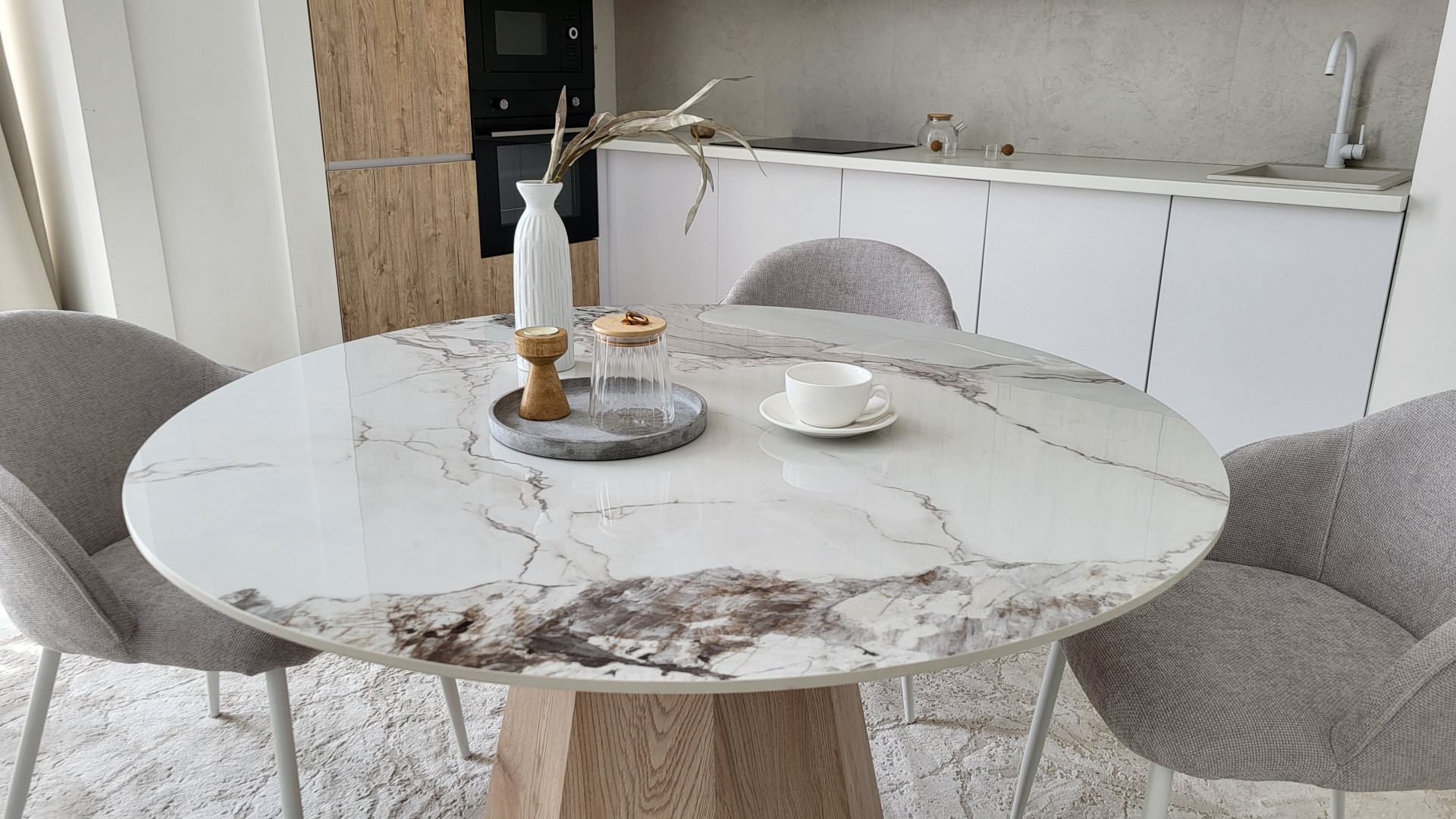 Стол обеденный модерн VTR- TM-300 (Квинто) голден сенд/дуб