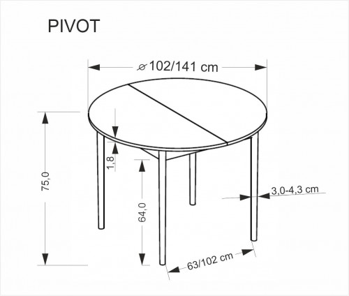 Стол круглый HALMAR PIVOT кашемир- натуральный