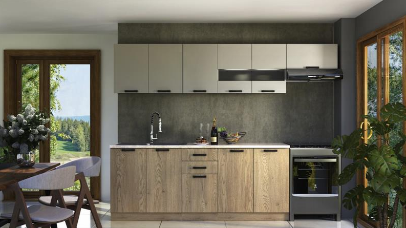 Кухня PL- HALMAR PERLA (260 см)  дуб кремона /кашемир