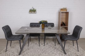 Стол обеденный модерн NL- MOSS керамика серый глянец