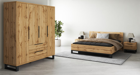 Шкаф на 4 двери с 2 ящиками Helvetia HALLE S 24N0NG20 (дуб Вотан/черный)