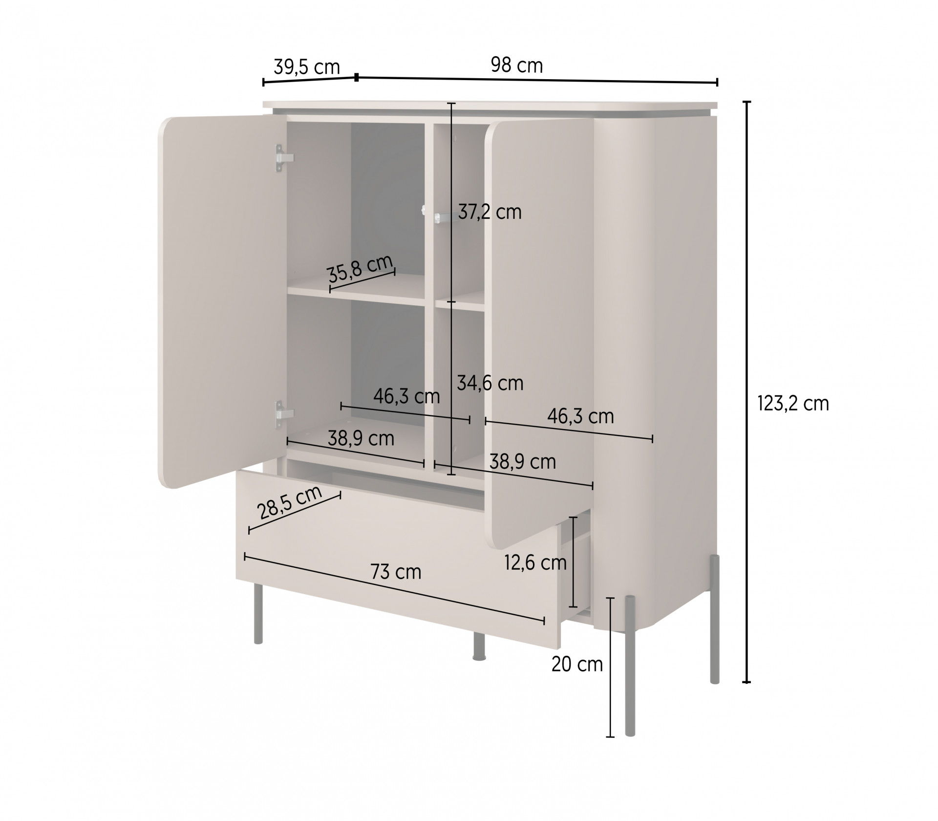 Комод на 2 двери и 1 ящик Helvetia BELLO 24COOB42 (конго)