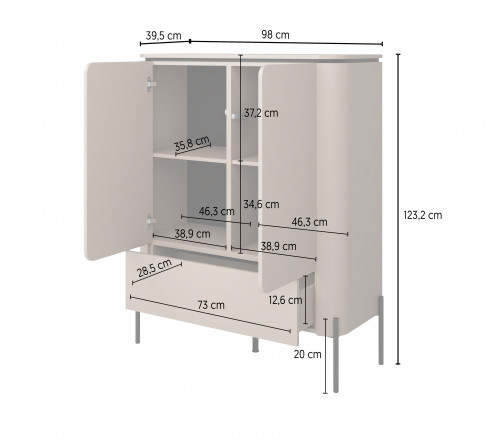 Комод на 2 двери и 1 ящик Helvetia BELLO 24COOB42 (конго)