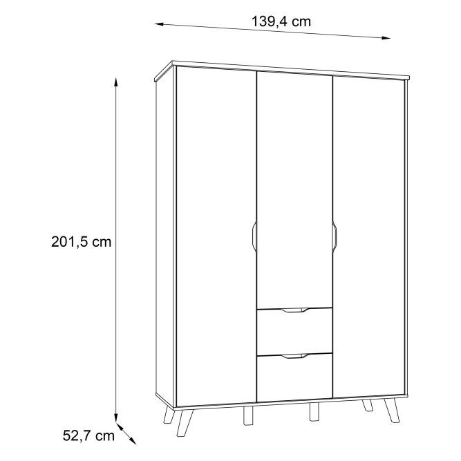 Шкаф на 3 двери Forte VANKKA FINVNKS831 (дуб/белый)